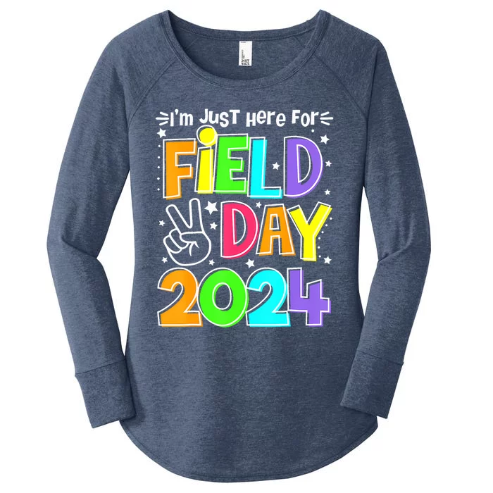 IM Just Here For Field Day Orange Yellow Red Blue Teacher Women's Perfect Tri Tunic Long Sleeve Shirt