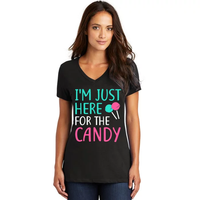 IM Just Here For The Candy Halloween Women's V-Neck T-Shirt