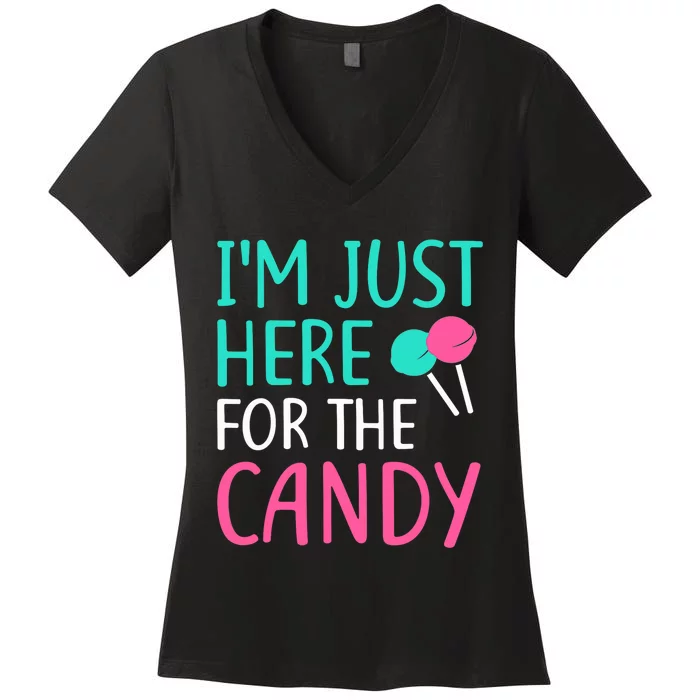 IM Just Here For The Candy Halloween Women's V-Neck T-Shirt