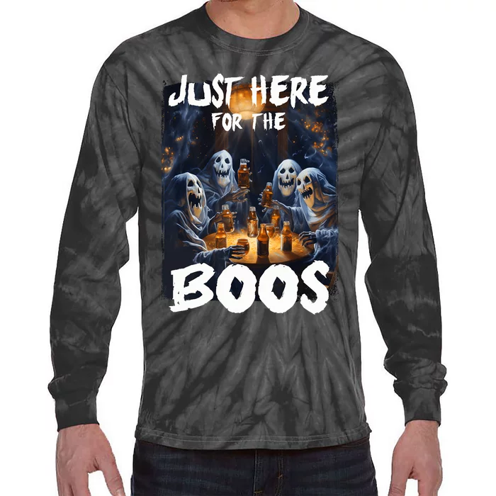 Im Just Here For The Boos Ghost Funny Halloween Tie-Dye Long Sleeve Shirt