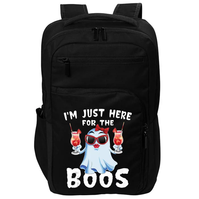 IM Just Here For The Boos Funny Halloween Gift Women Ghost Impact Tech Backpack