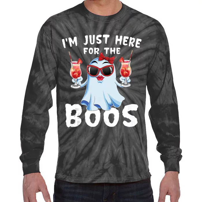 IM Just Here For The Boos Funny Halloween Gift Women Ghost Tie-Dye Long Sleeve Shirt