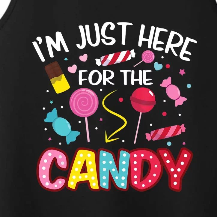 I'm Just Here For The Candy Halloween Cute Lollipop Sweets Performance Tank