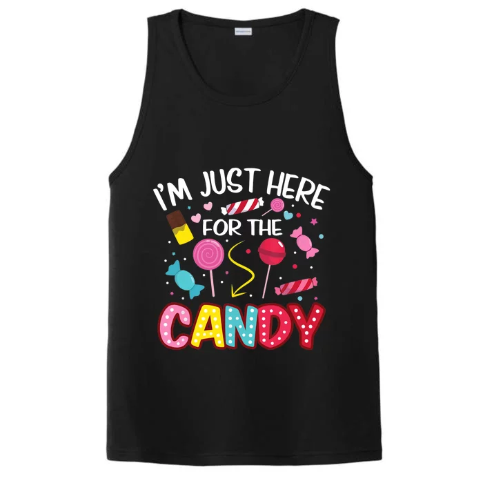 I'm Just Here For The Candy Halloween Cute Lollipop Sweets Performance Tank