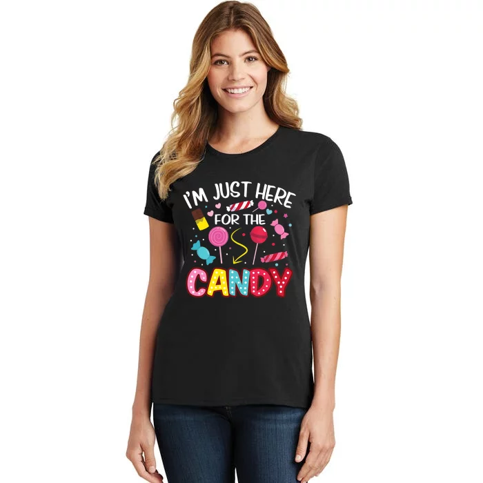 I'm Just Here For The Candy Halloween Cute Lollipop Sweets Women's T-Shirt