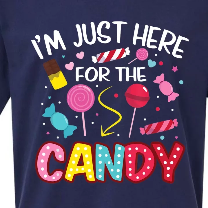 I'm Just Here For The Candy Halloween Cute Lollipop Sweets Sueded Cloud Jersey T-Shirt