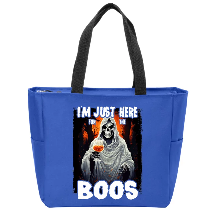 Im Just Here For The Boos Ghost Funny Halloween Zip Tote Bag