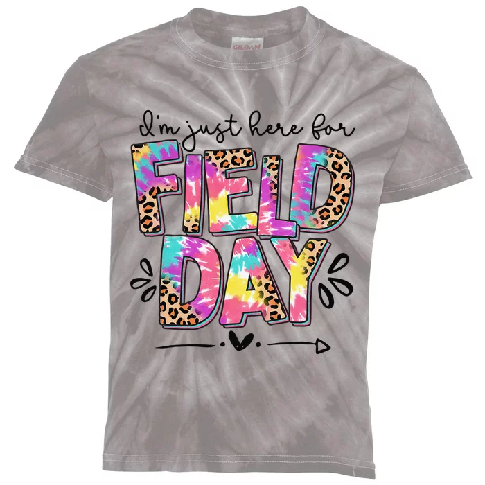 I'm Just Here For Field Day Leopard Tie Dye Last Day School Kids Tie-Dye T-Shirt