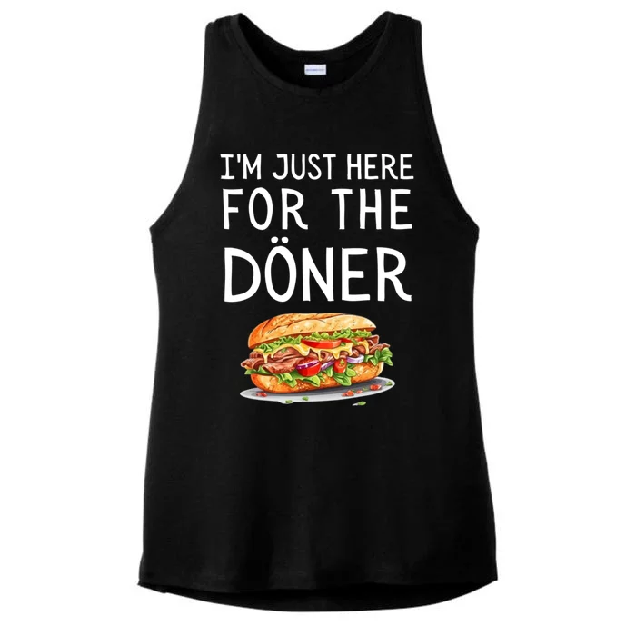 IM Just Here For The Doner Funny Kebab Food Gift Ladies Tri-Blend Wicking Tank