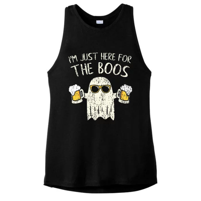 Im Just Here For The Boos Funny Gift Halloween Ghost Ladies Tri-Blend Wicking Tank