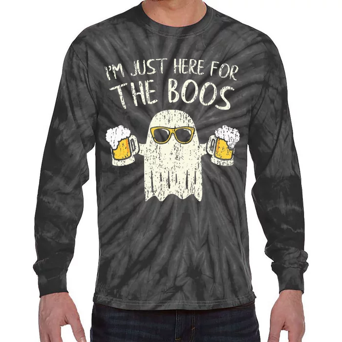 Im Just Here For The Boos Funny Gift Halloween Ghost Tie-Dye Long Sleeve Shirt