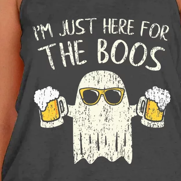 Im Just Here For The Boos Funny Gift Halloween Ghost Women's Knotted Racerback Tank