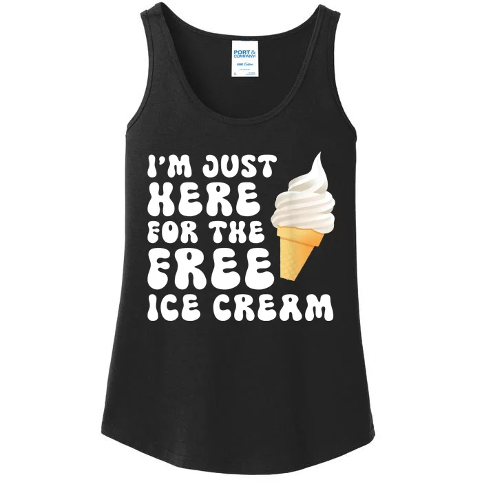 I’m Just Here For The Free Ice Cream Ladies Essential Tank