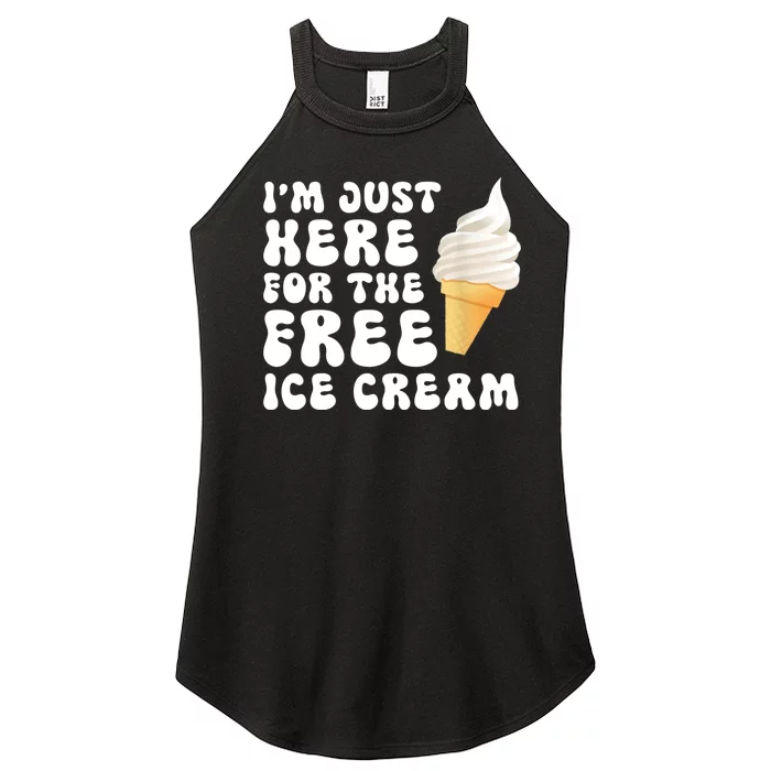 I’m Just Here For The Free Ice Cream Women’s Perfect Tri Rocker Tank