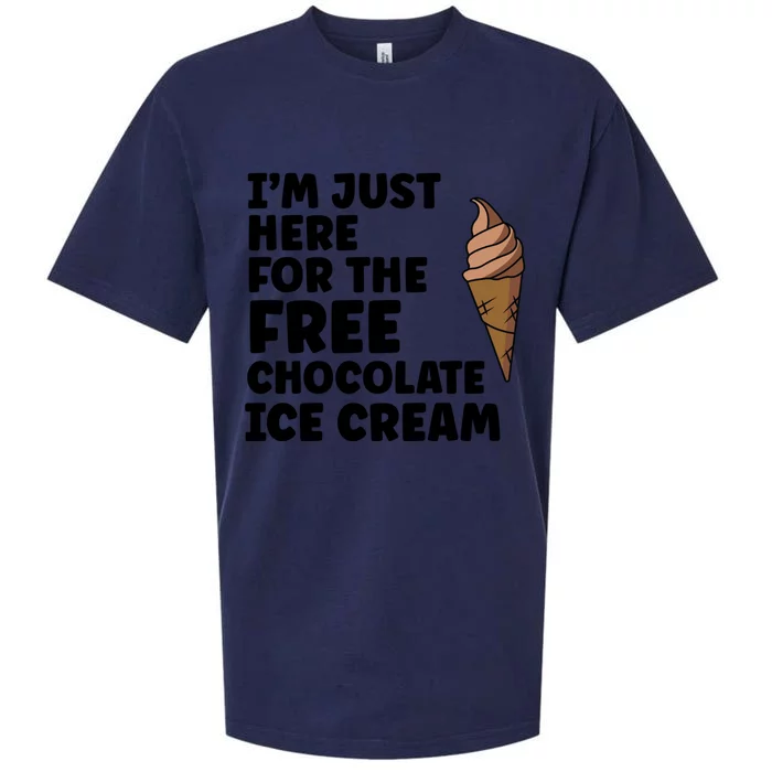 IM Just Here For The Free Ice Chocolate Cream Summer Gift Sueded Cloud Jersey T-Shirt