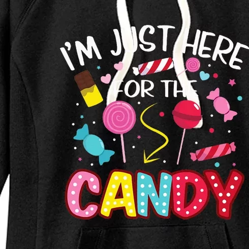 Im Just Here For The Candy Halloween Cute Lollipop Sweets Women's Fleece Hoodie