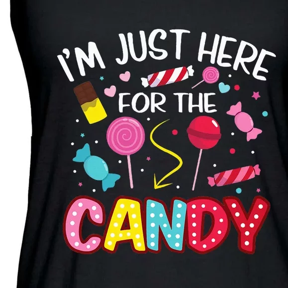 Im Just Here For The Candy Halloween Cute Lollipop Sweets Ladies Essential Flowy Tank