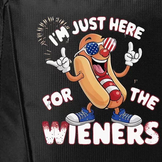 IM Just Here For The Weiners 4th Of July Patriotic City Backpack