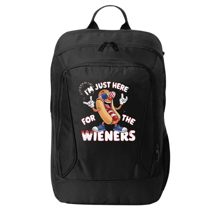 IM Just Here For The Weiners 4th Of July Patriotic City Backpack