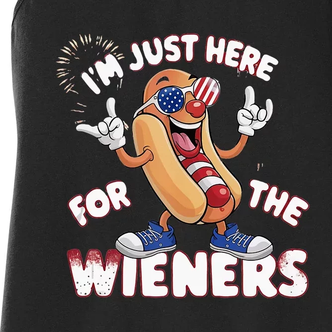 IM Just Here For The Weiners 4th Of July Patriotic Women's Racerback Tank