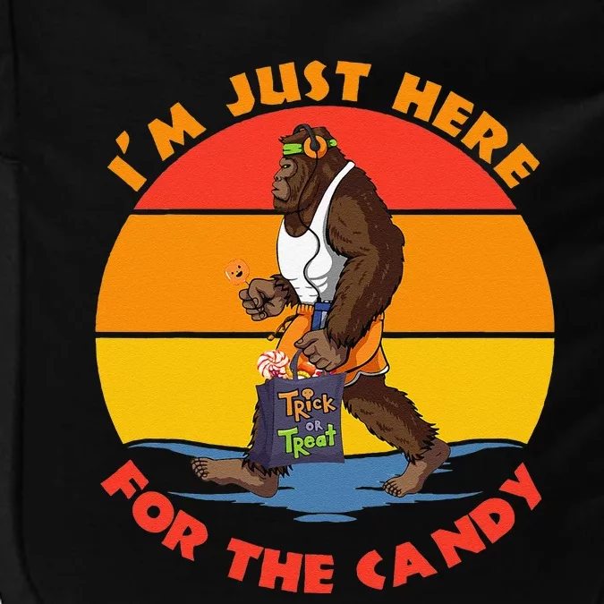 Im Just Here For The Candy Funny Bigfoot Halloween Costume Impact Tech Backpack