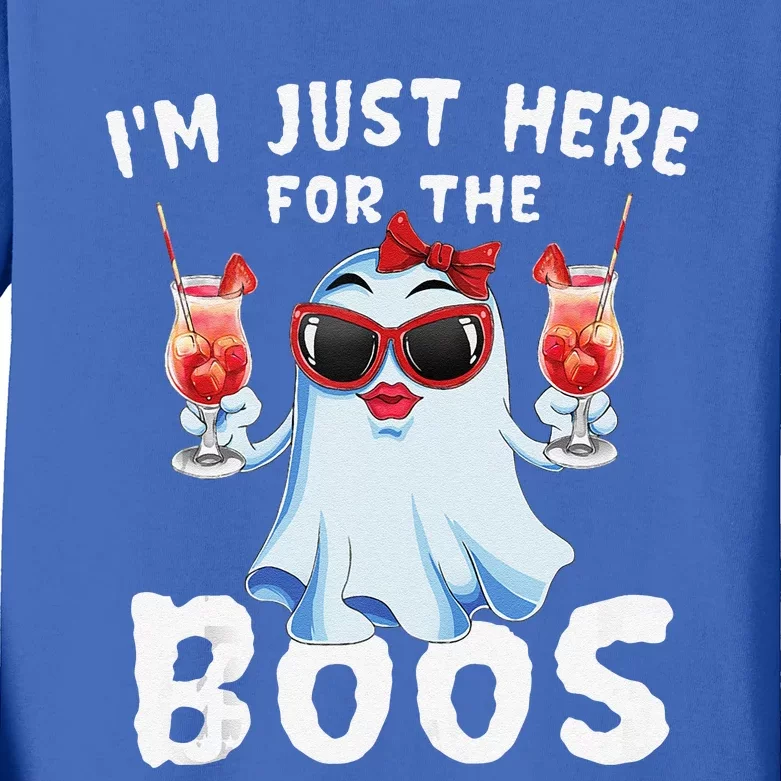 Im Just Here For The Boos Funny Halloween Gift Ghost Kids Long Sleeve Shirt