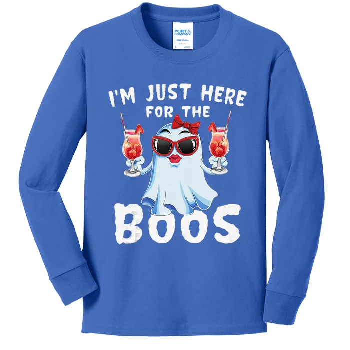 Im Just Here For The Boos Funny Halloween Gift Ghost Kids Long Sleeve Shirt