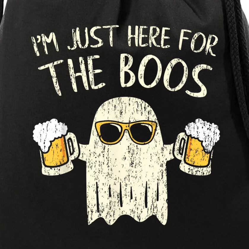 Im Just Here For The Boos Funny Gift Halloween Ghost Drawstring Bag