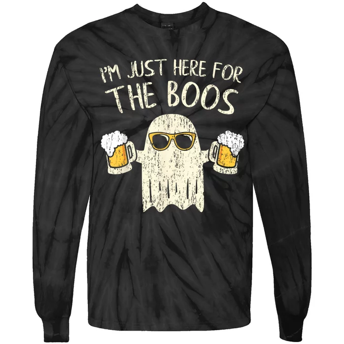 Im Just Here For The Boos Funny Gift Halloween Ghost Tie-Dye Long Sleeve Shirt