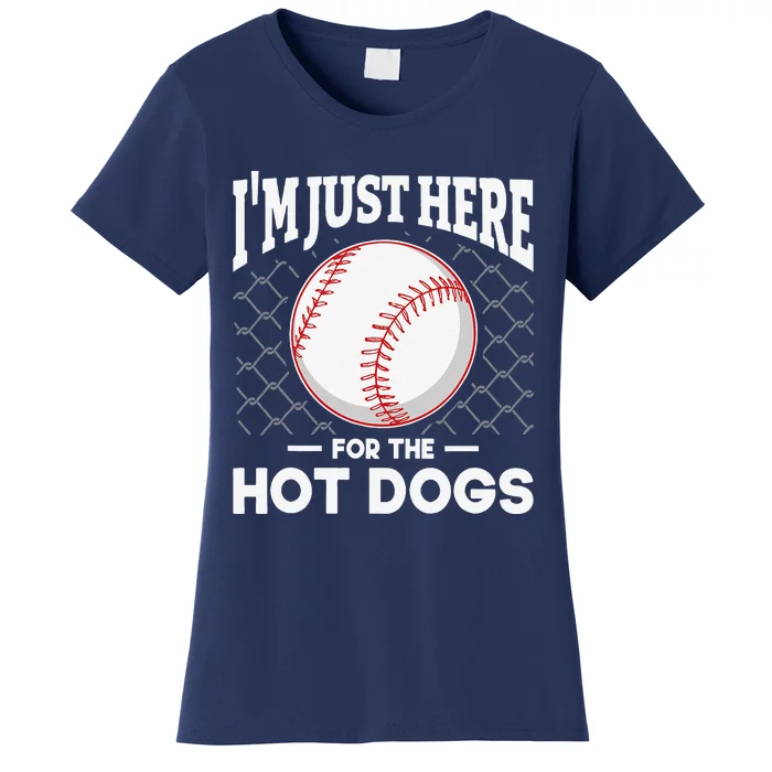 I'm Just Here For The Hot Dogs Summer Baseball Game Hotdog Women's T-Shirt