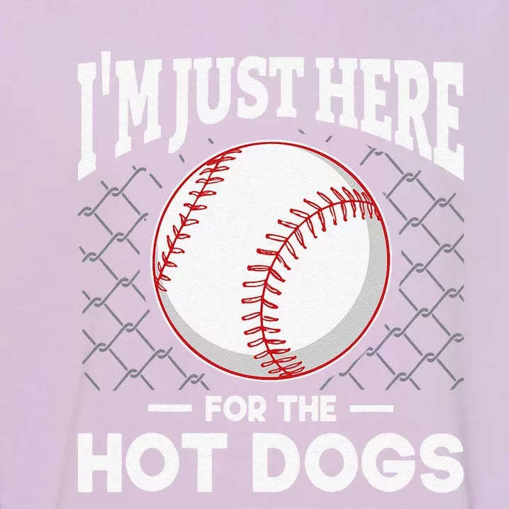 I'm Just Here For The Hot Dogs Summer Baseball Game Hotdog Garment-Dyed Sweatshirt