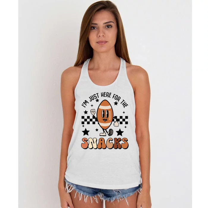 IM Just Here For The Snacks Football Season Game Day Women's Knotted Racerback Tank