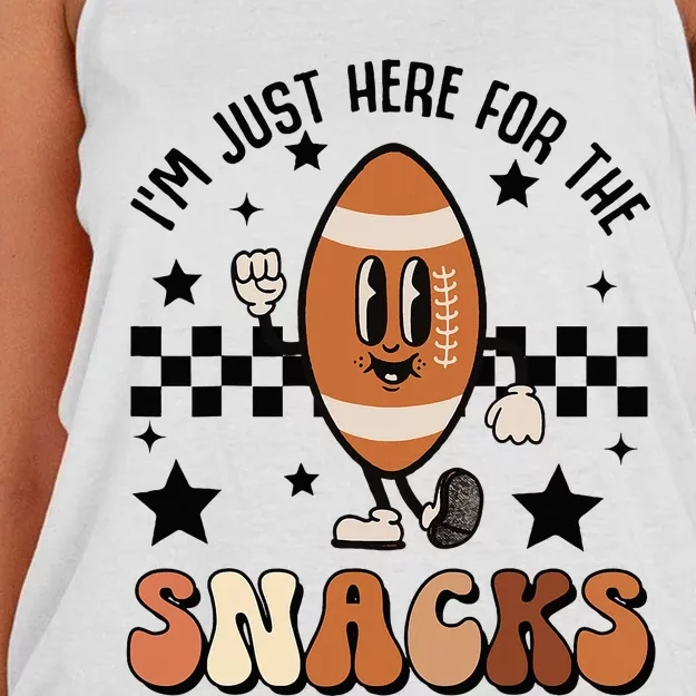 IM Just Here For The Snacks Football Season Game Day Women's Knotted Racerback Tank