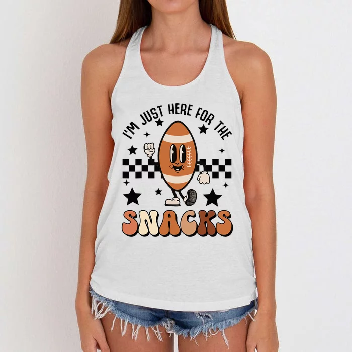 IM Just Here For The Snacks Football Season Game Day Women's Knotted Racerback Tank