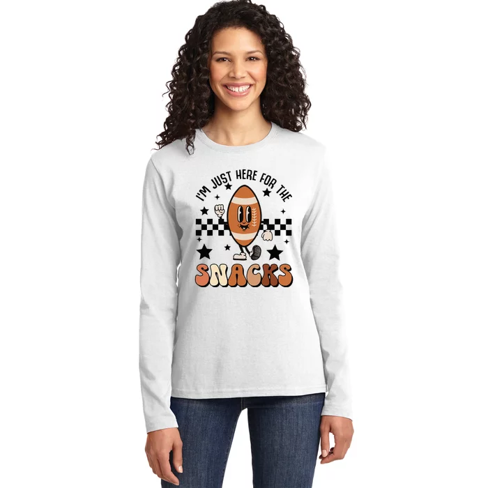 IM Just Here For The Snacks Football Season Game Day Ladies Long Sleeve Shirt