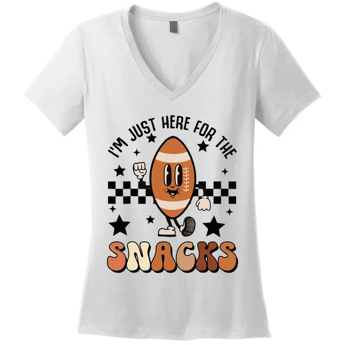 IM Just Here For The Snacks Football Season Game Day Women's V-Neck T-Shirt