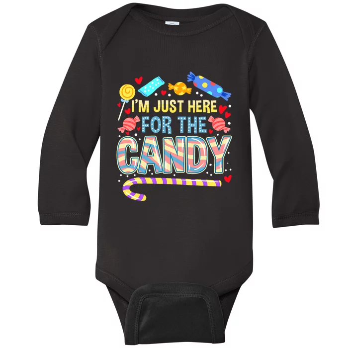 IM Just Here For The Candy Halloween Baby Long Sleeve Bodysuit