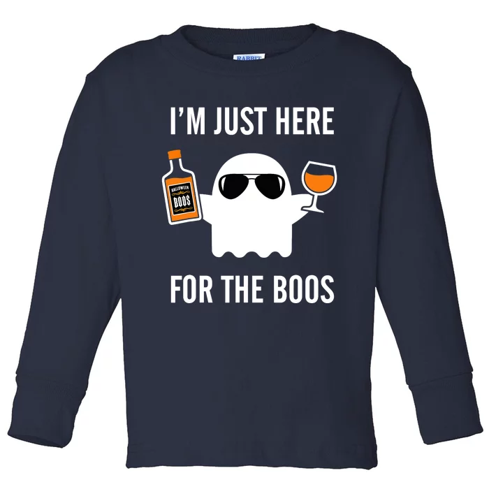 I'm Just Here For The Boos Funny Halloween Liquor Toddler Long Sleeve Shirt