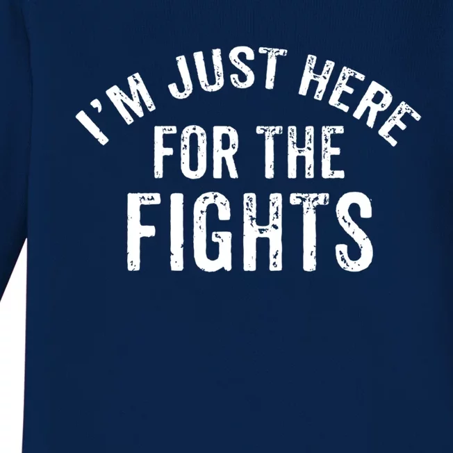 I'm Just Here For The Fights Funny Hockey Cute Gift Baby Long Sleeve Bodysuit