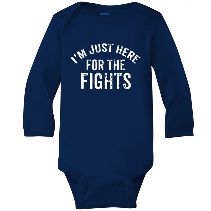 I'm Just Here For The Fights Funny Hockey Cute Gift Baby Long Sleeve Bodysuit