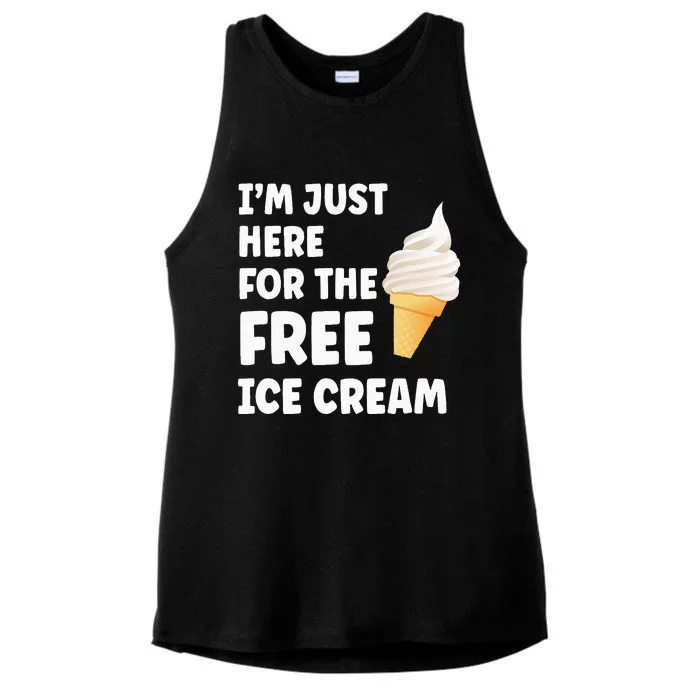 I'm Just Here For The Free Ice Cream Funny Cruise 2024 Ladies Tri-Blend Wicking Tank