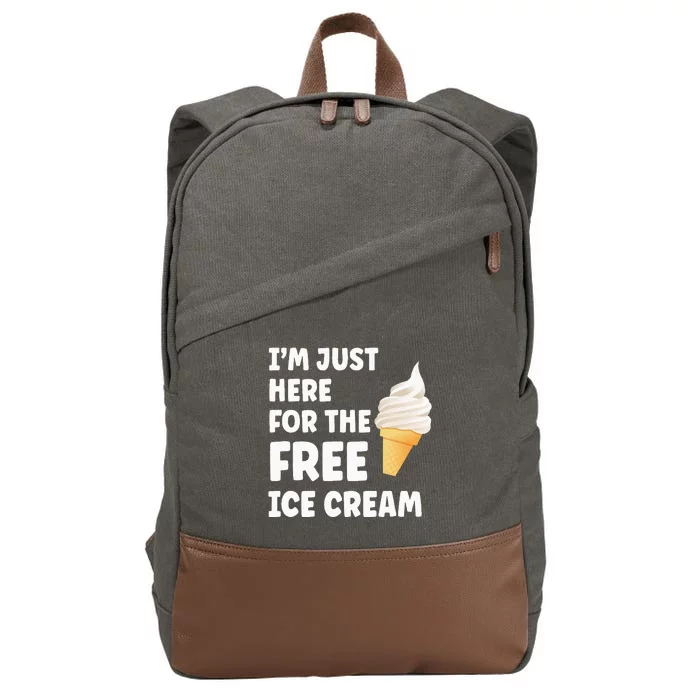 I'm Just Here For The Free Ice Cream Funny Cruise 2024 Cotton Canvas Backpack