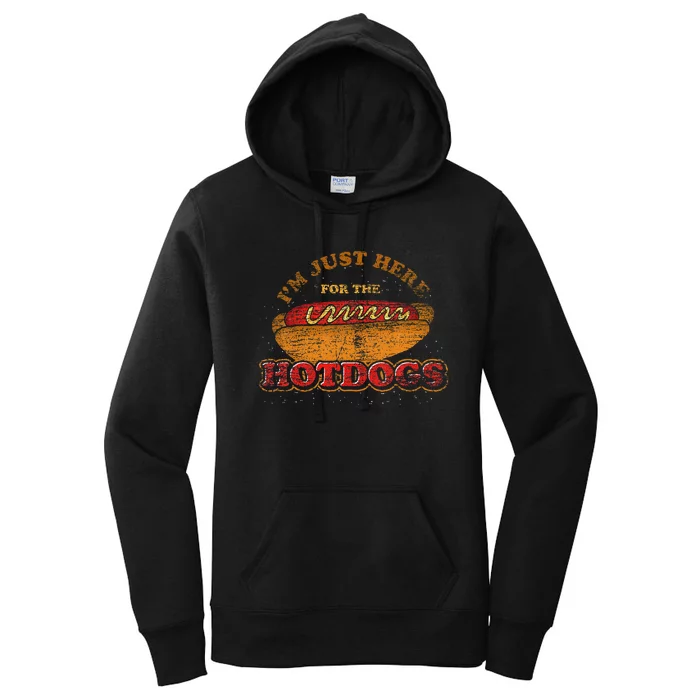 Im Just Here For The Hot Dogs Foodie Weiner Hot Dog Women's Pullover Hoodie