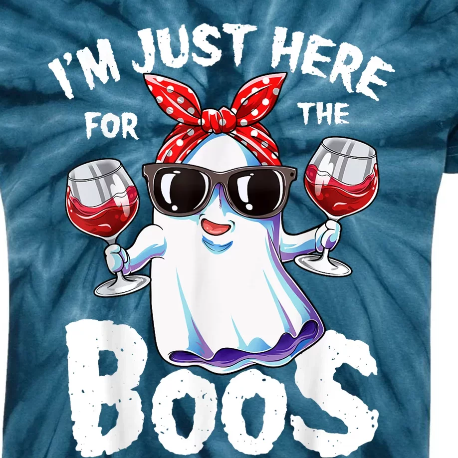 Im Just Here For The Boos Halloween Ghost Cute Funny Kids Tie-Dye T-Shirt