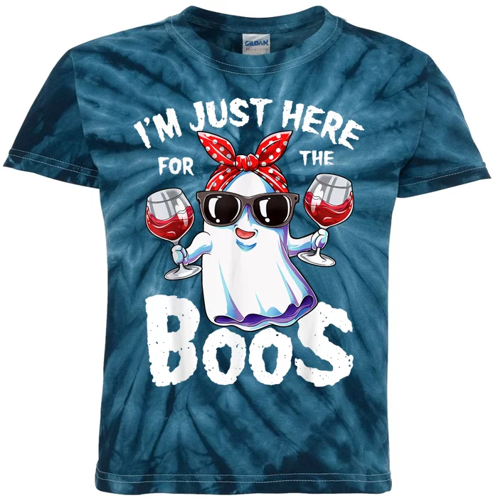 Im Just Here For The Boos Halloween Ghost Cute Funny Kids Tie-Dye T-Shirt