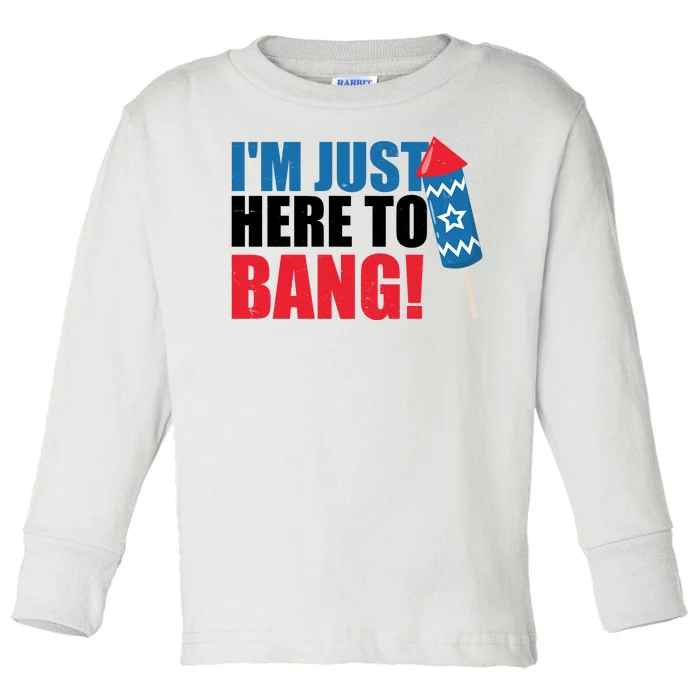 Im Just Here To Bang Firework 4th Of July Toddler Long Sleeve Shirt