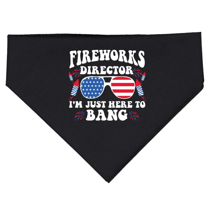 Im Just Here To Bang Fireworks Director 4th Of July USA-Made Doggie Bandana