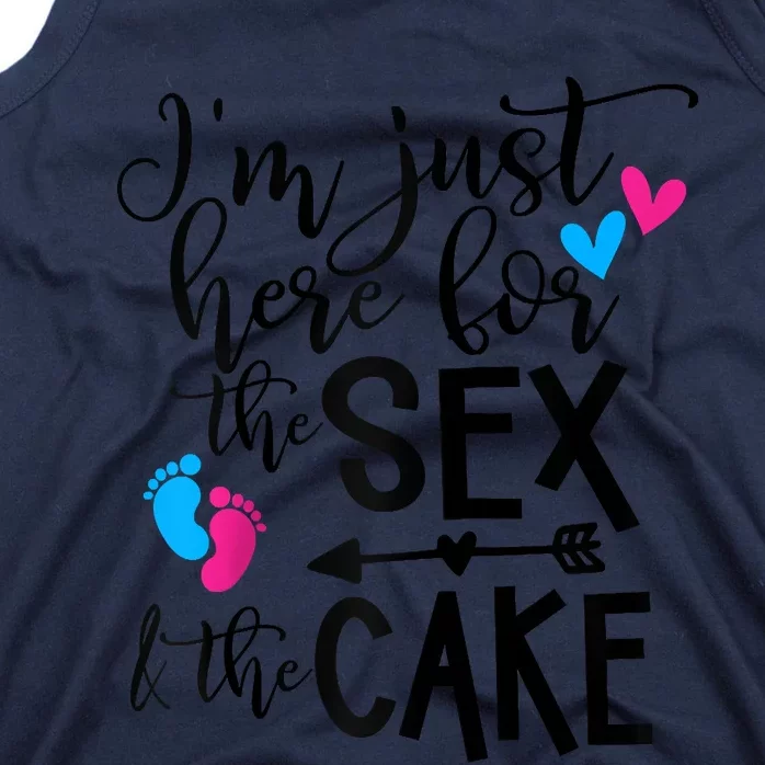 Im Just Here For The Sex And The Cake Gender Reveal Party Raglan Baseball Tank Top