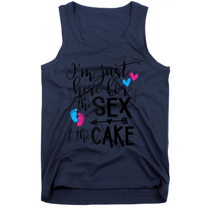 Im Just Here For The Sex And The Cake Gender Reveal Party Raglan Baseball Tank Top