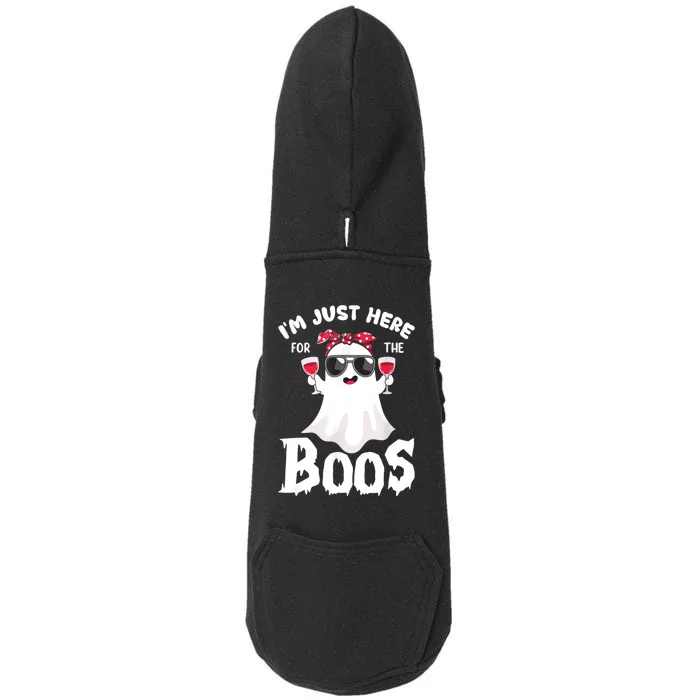 Im Just Here For The Boos Cute Ghost Funny Halloween Doggie 3-End Fleece Hoodie